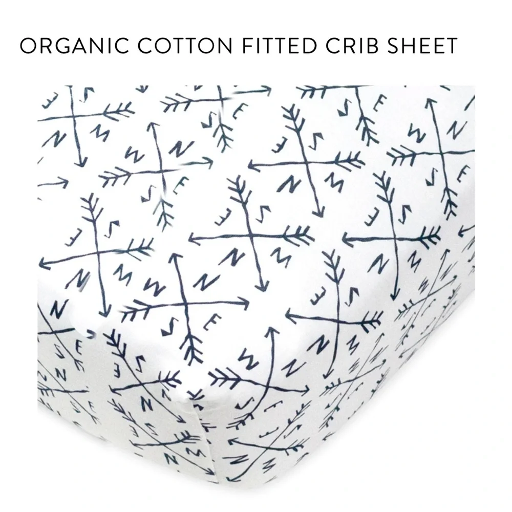 Honest Baby 100% Cotton Fitted Crib Sheet NWT Compass
